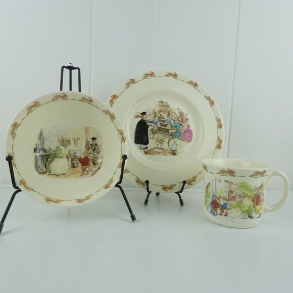 Royal Doulton Bunnykins English Fine Bone China Plate, Bowl & Cup Set 1988 - Picture 1 of 16